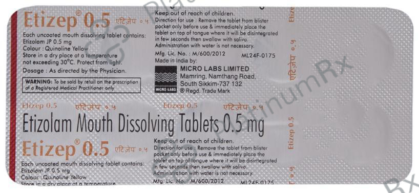 Etizep 0.5 Tablet MD