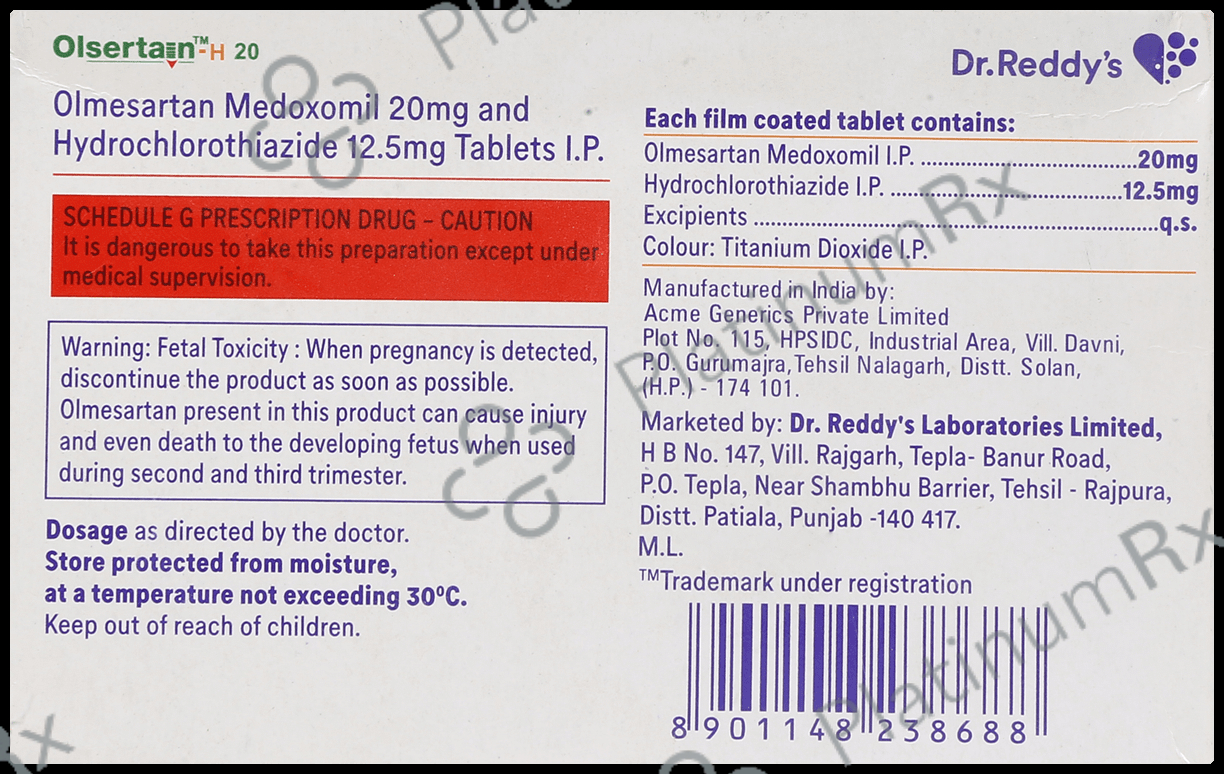Olsertain H 20 Tablet 12.5/20mg 15s