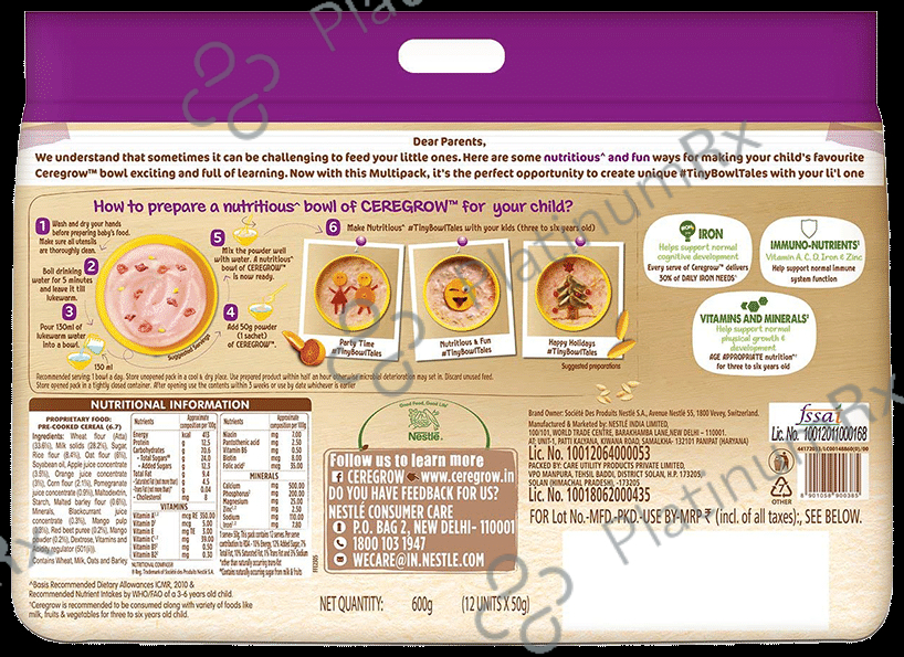 Nestle Extra Saver+ Multipack Ceregrow Multigrain Cereal with Milk & Fruits Sachet (50gm Each)