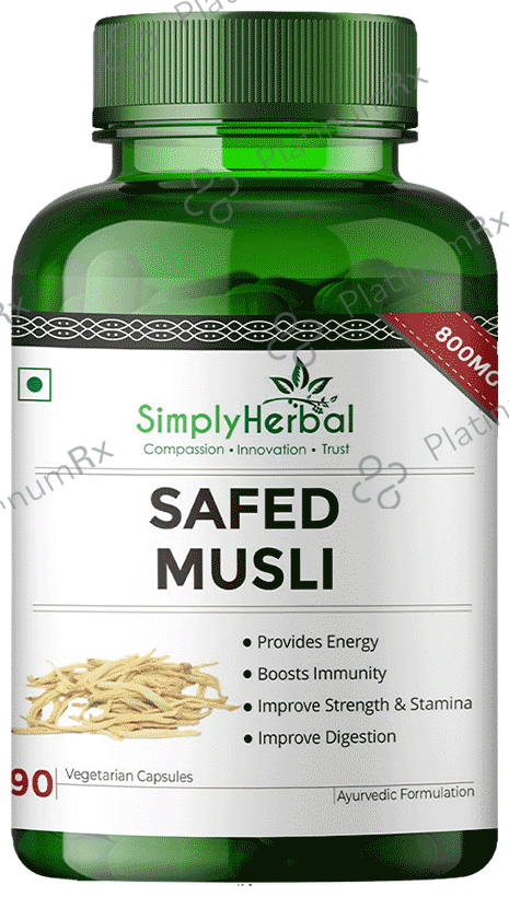 Simply Herbal Safed Musli 800mg Vegetarian Capsules