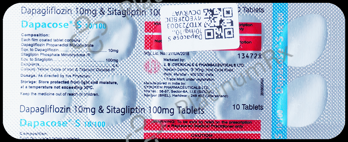 Dapacose S 10/100mg Tablet 10s