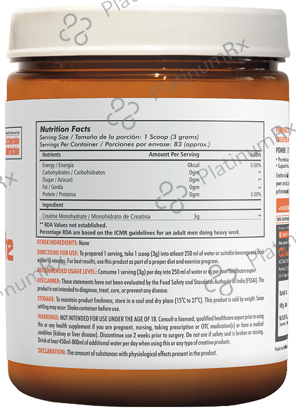 KLR. FIT Creatine Monohydrate Powder Raw Unflavoured