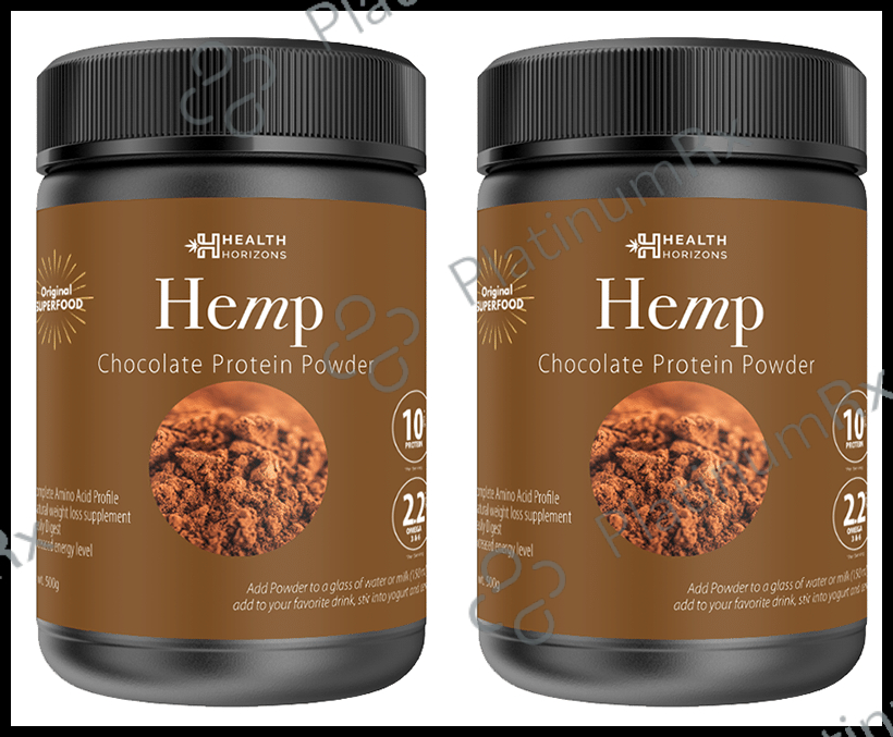 Health Horizons Hemp Protein Powder (500gm Each) for Lean Muscles Chocolate 2 jar