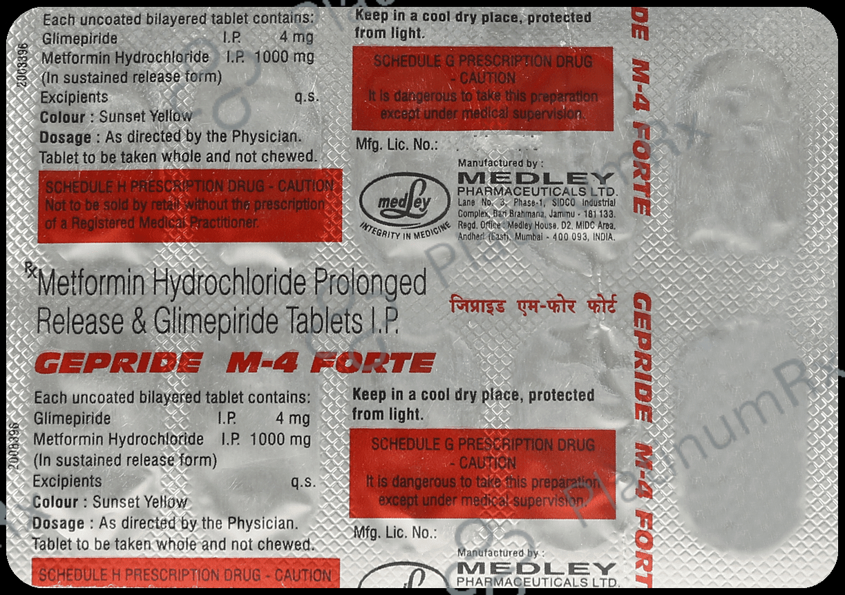 Gepride M Forte PR 4/1000mg Tablet 10s