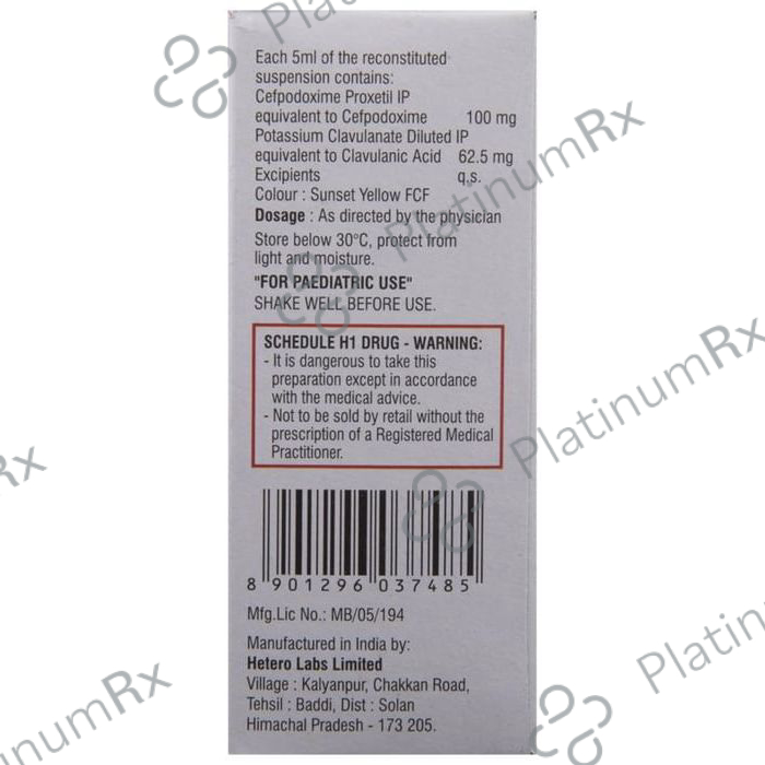 Cepodem XP 100/62.5mg Suspension 30ml
