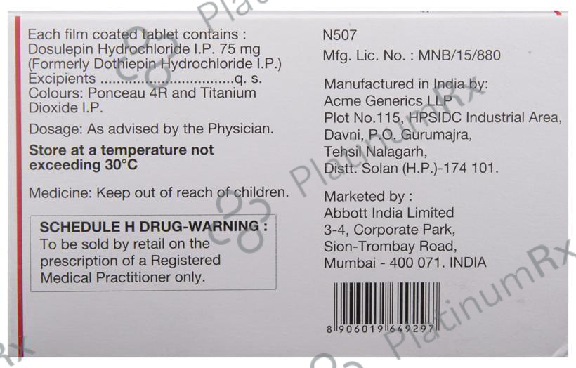 Prothiaden 75mg Tablet 15s