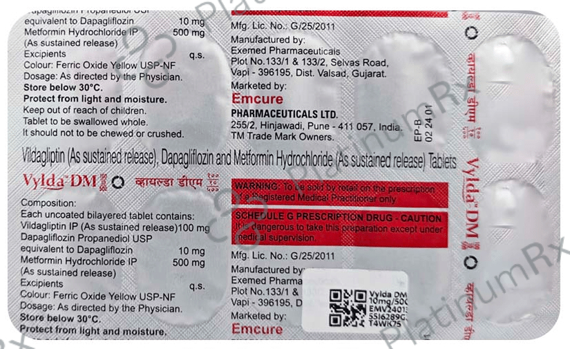 Vylda DM 10/500/100mg Tablet 10s