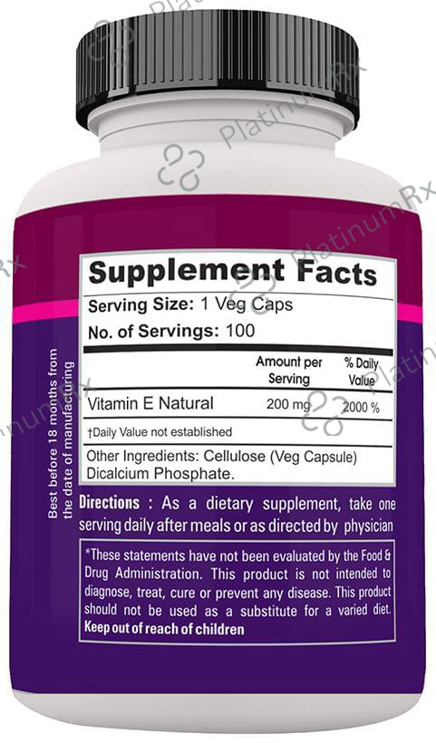 Zenith Nutrition Vitamin-E 200mg Capsule