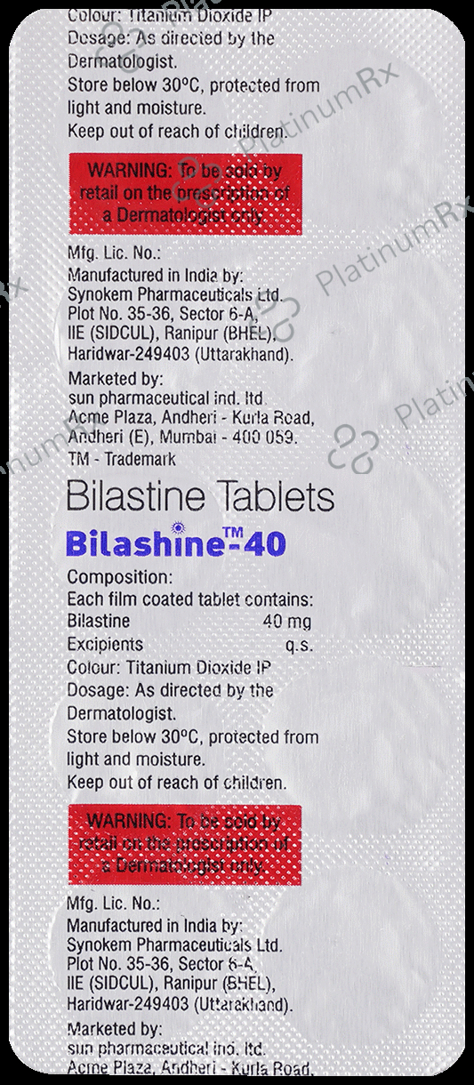 Bilashine 40mg Tablet 10s