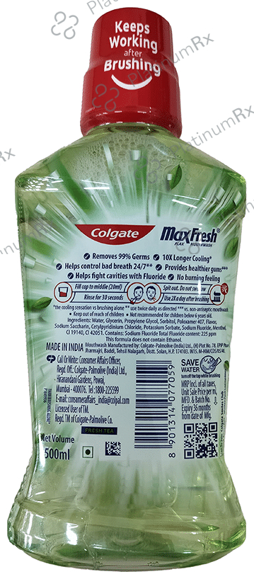 Colgate Fresh Tea MaxFresh Plax Antibacterial Mouth Wash 500 ml