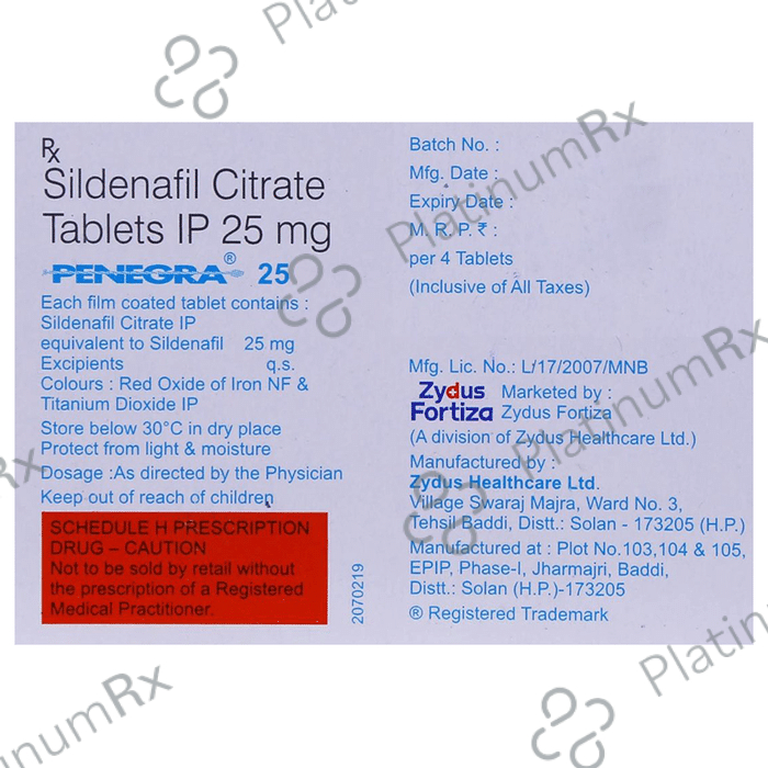 Penegra 25mg Tablet 4s