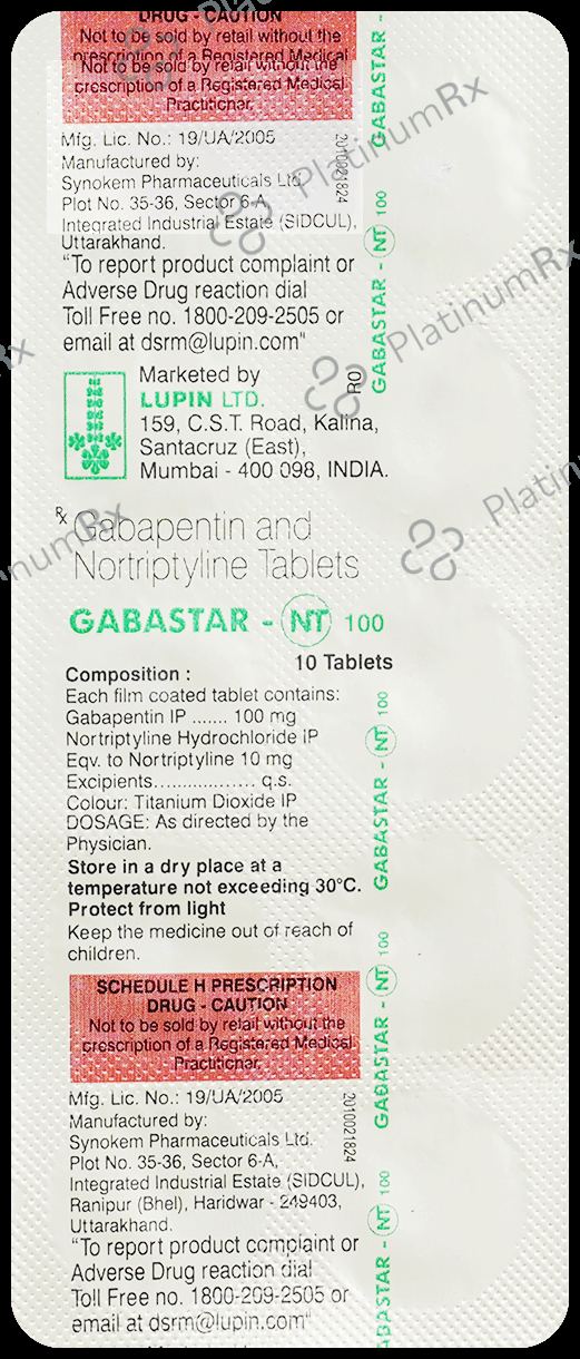 Gabastar NT 100/10mg Tablet 10s