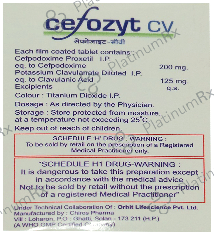 Cefozyt CV 200/125mg Tablet 10s