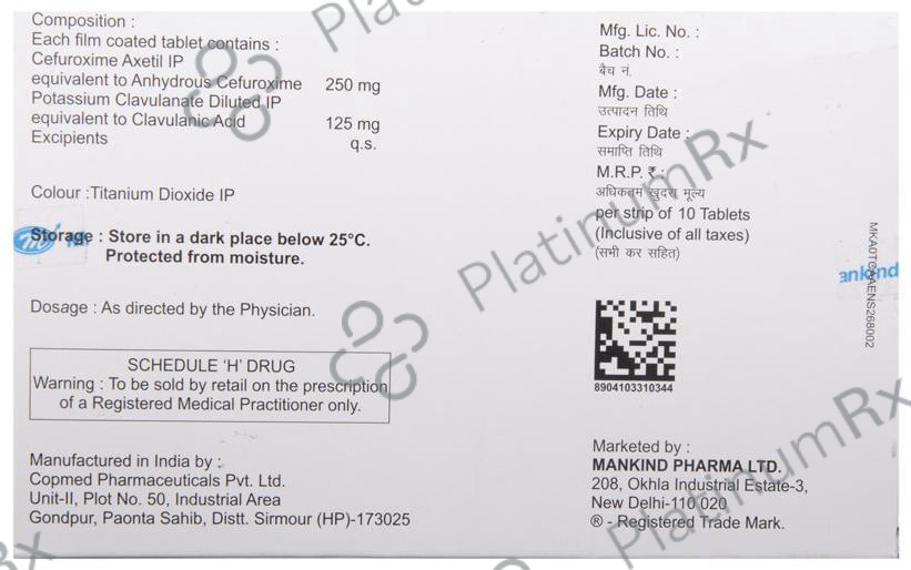 Cefakind CV 250/125mg Tablet 10s