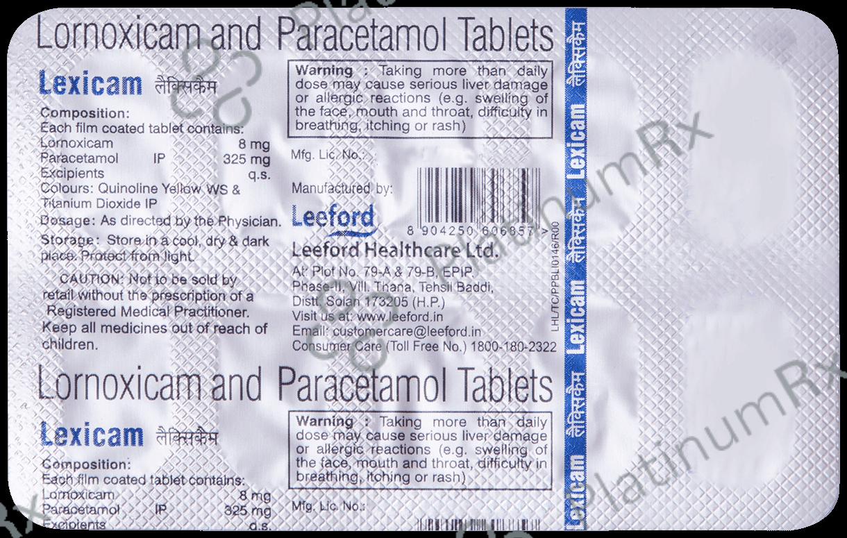 Lexicam 8mg/325mg Tablet