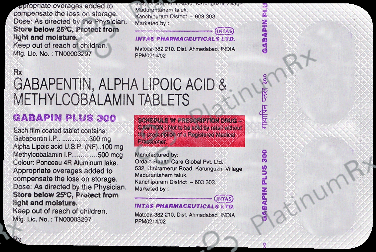Gabapin Plus 300mg Tablet 10s