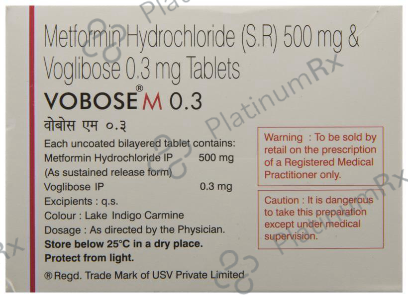 Vobose M 0.3 500/0.3mg Tablet SR 10s