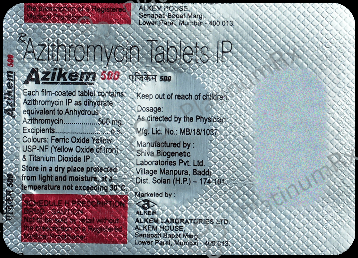 Azikem 500mg Tablet 3s (Alkem)
