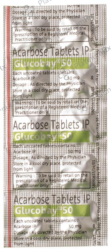 Glucobay 50mg Tablet 10s
