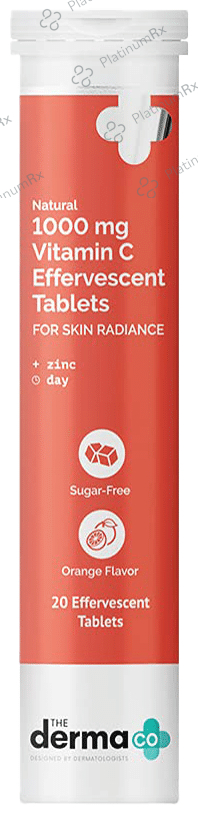 The Derma Co 1000mg Vitamin C with Zinc Day Effervescent Tablet - For Skin Radiance - Sugar-Free - Flavour Orange