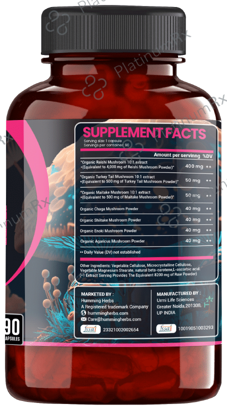 Humming Herbs Organic Reishi Mushroom Blend Capsule