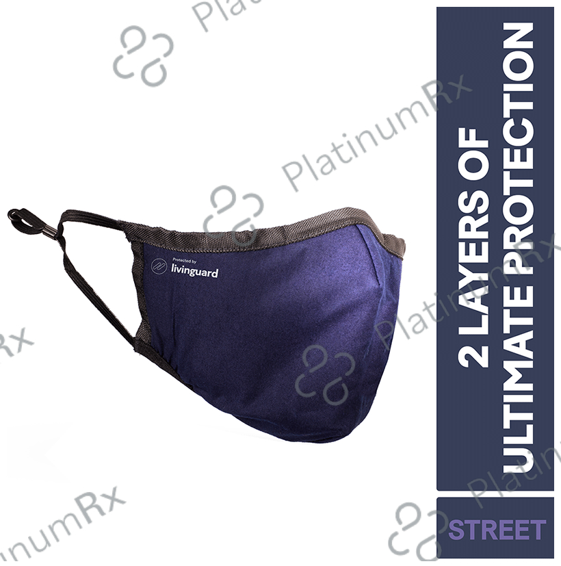 Livinguard Street 2 Layer Cotton Face Mask Large Bombay Blue