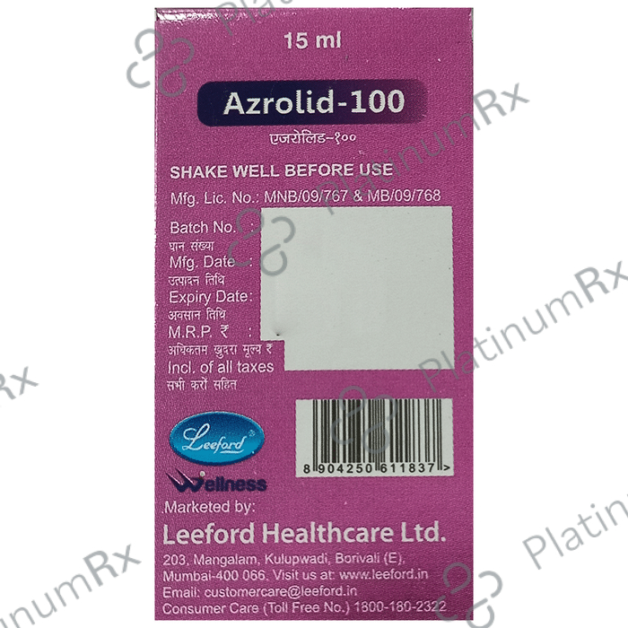 Azrolid 100 Oral Suspension 15 Oral Suspension