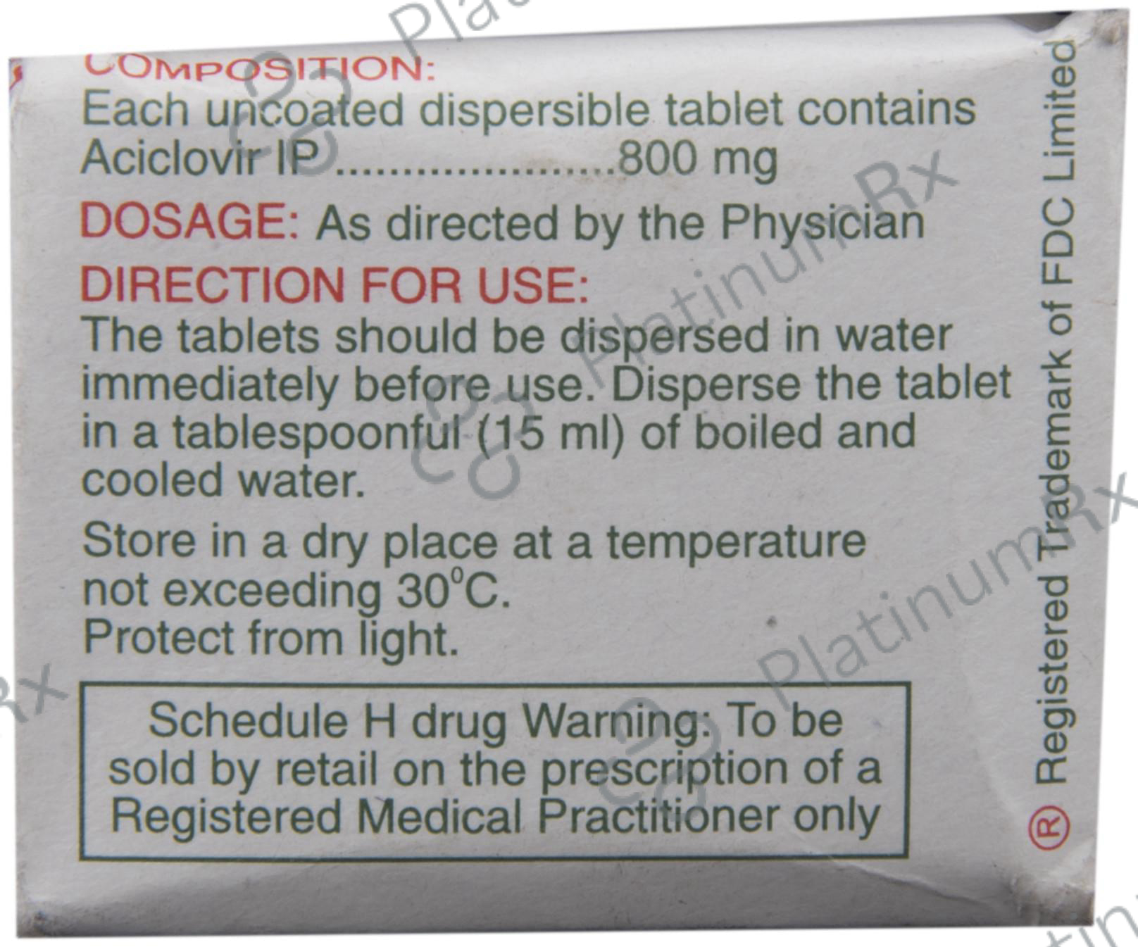 Ocuvir 800mg DT Tablet 5s