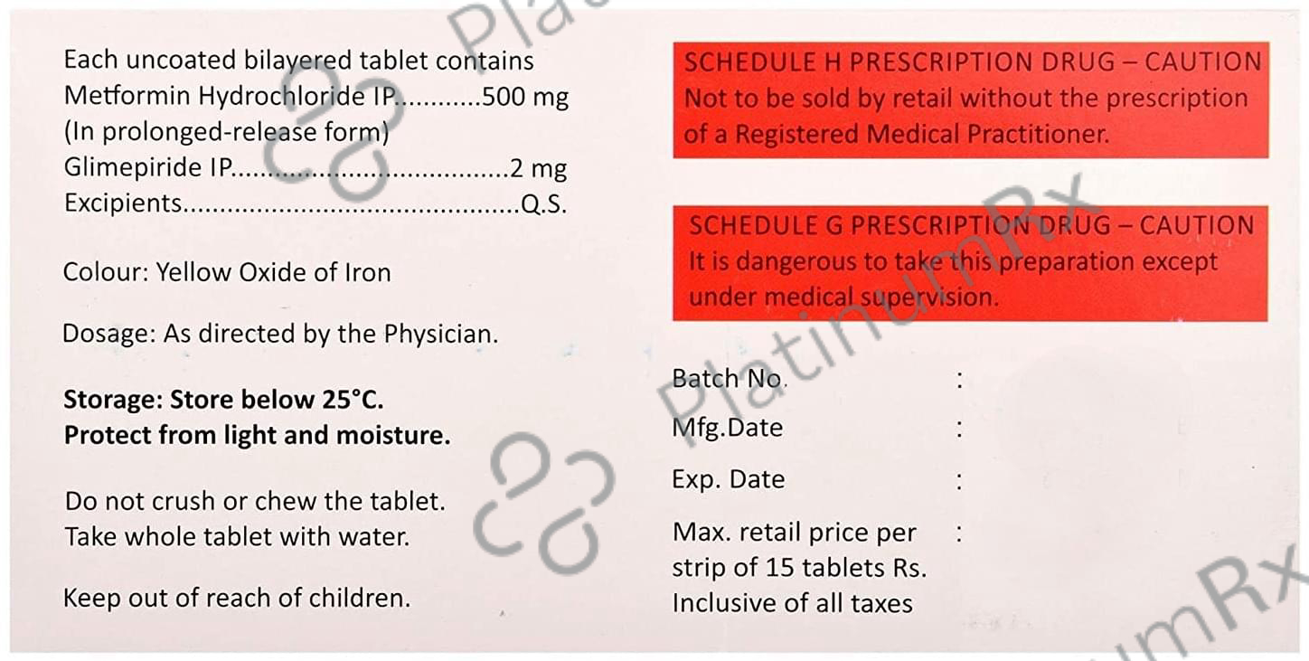 Obimet GX2 2/500mg Tablet PR 15s