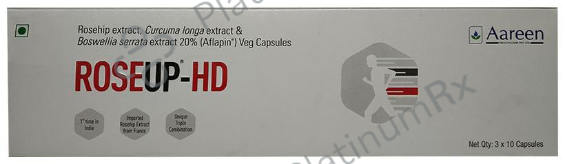 Roseup-Hd Veg Capsule with Rosehip, Curcuma Longa & Boswellia Serrata 10 vegicaps