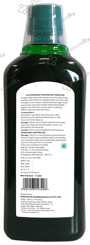 Arogya Giloy Juice (1ltr Each) 1 Bottle