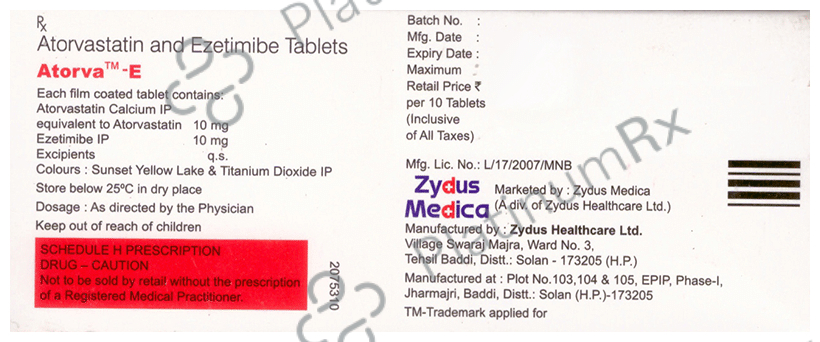 Atorva E 10/10mg Tablet 10s