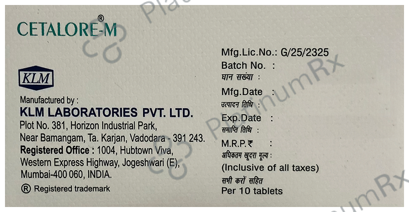 Cetalore M 5/10mg Tablet 10s
