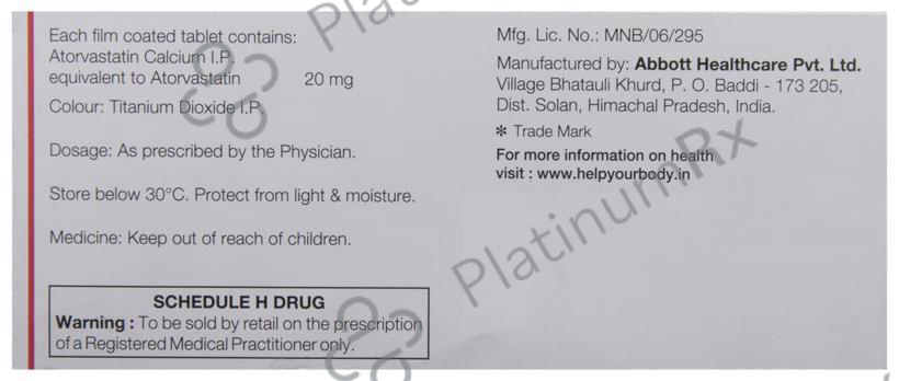 Stator 20mg Tablet 15s
