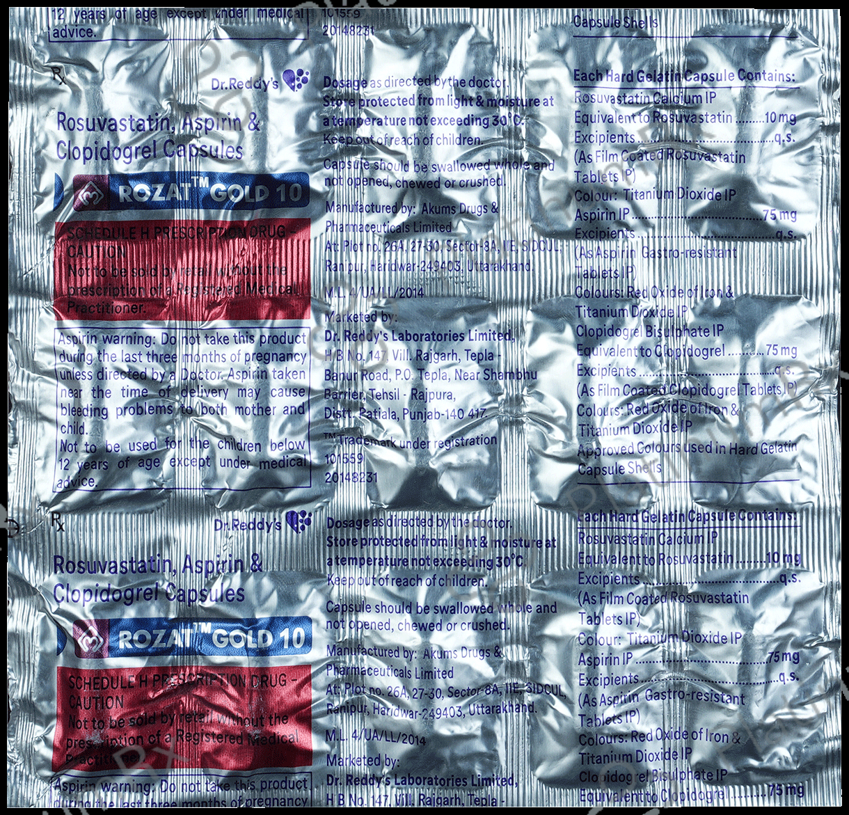 Rozat Gold 10/75/75mg Capsule 15s