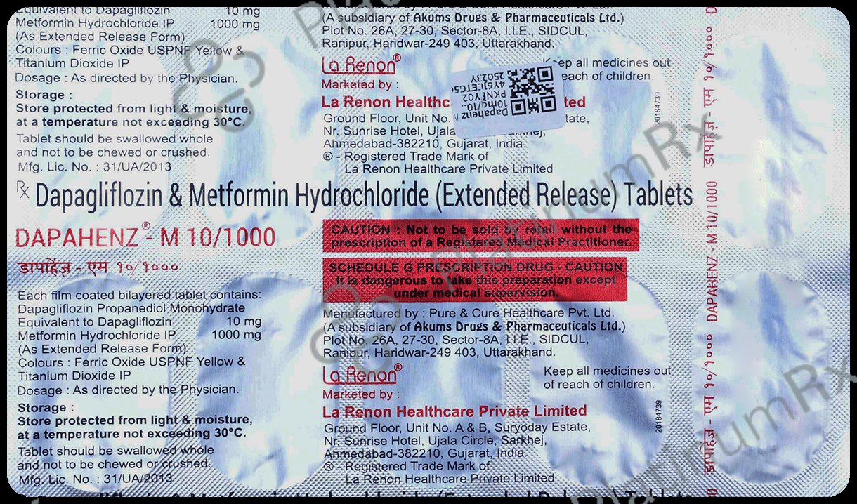 Dapahenz M 10/1000mg Tablet ER 10s