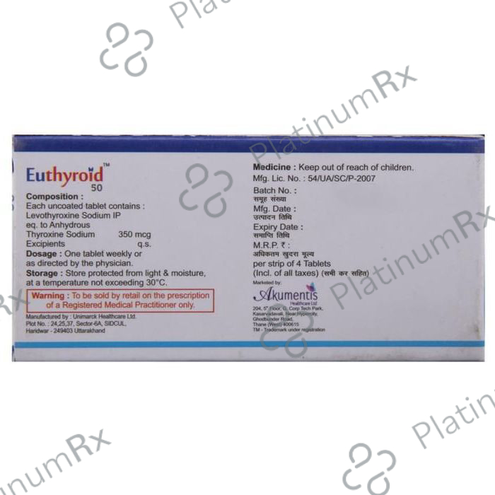 Euthyroid 50 350mcg Tablet 4s