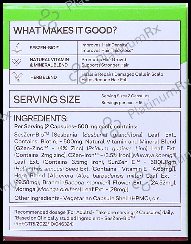 Oziva Hair Vitamins with DHT Blocker & Omega 3 - Vegetarian Capsule for Better Hair Growth & Hair Fall Control 30 vegicaps