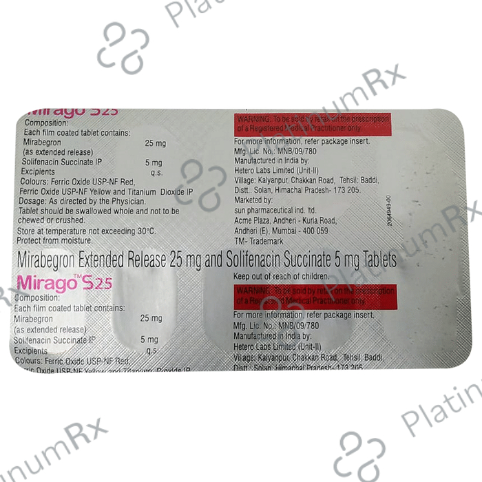 Mirago S 25mg Tablet ER 10s