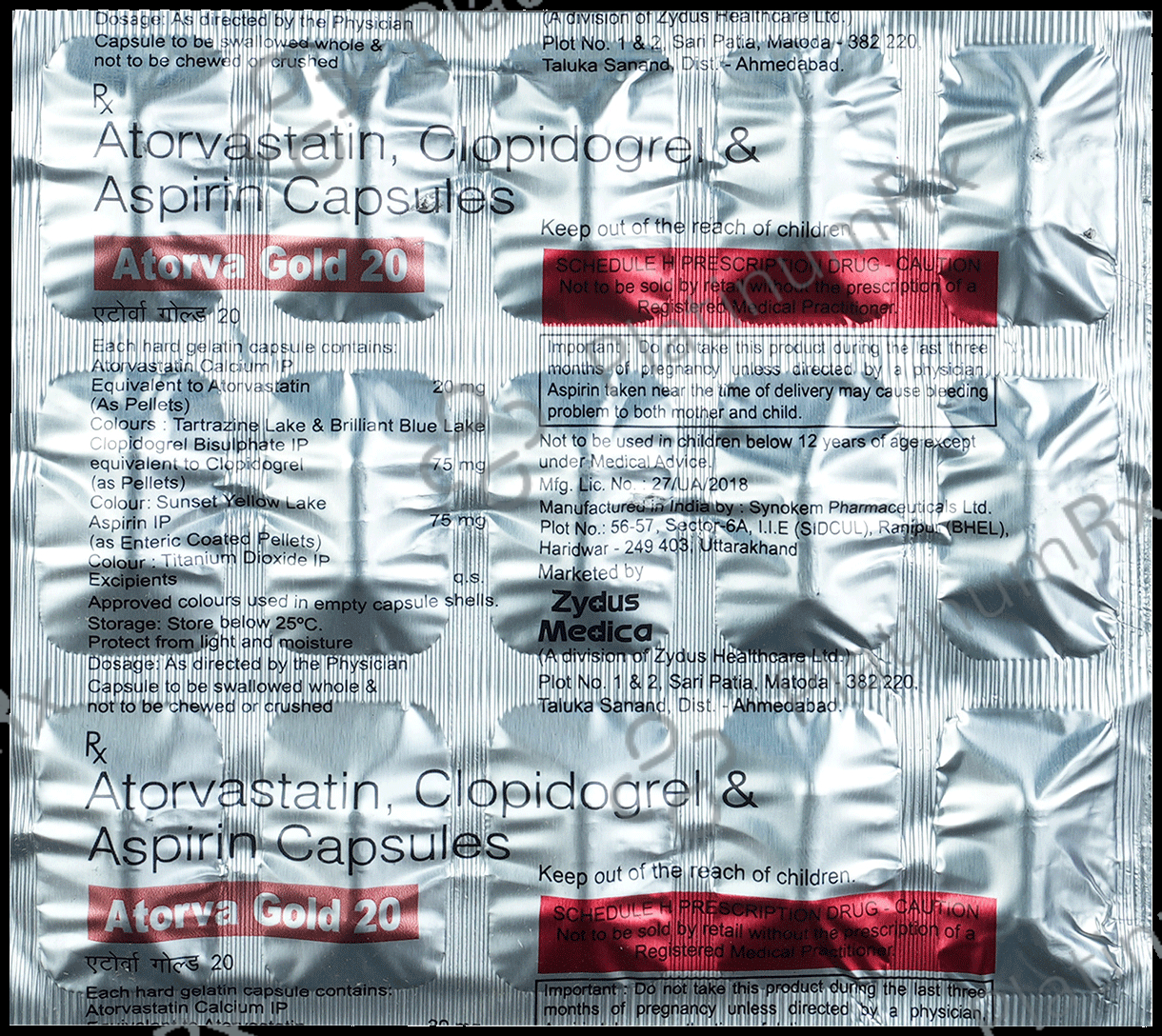 Atorva Gold 20/75/75mg Capsule 15s