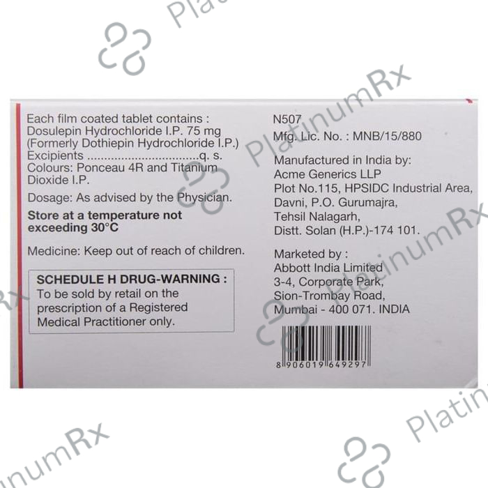 Prothiaden 75mg Tablet 15s