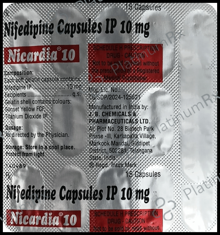 Nicardia 10mg Capsule 15s