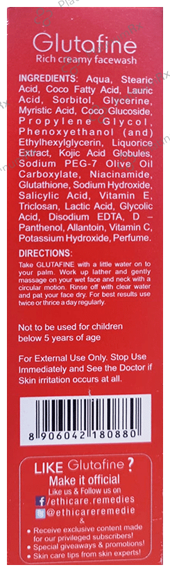 Glutafine Rich Creamy Face Wash - For Skin Lightening & Brightening