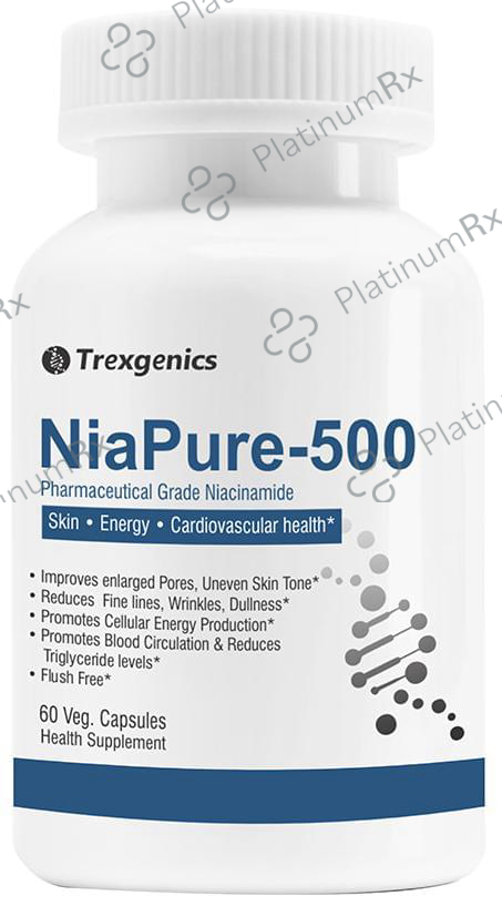 Trexgenics NiaPure with Niacinamide 500mg - Veg Capsule for Skin, Energy & Heart Health