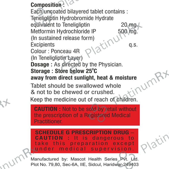 Tenilimend-M 20/500 Tablet SR