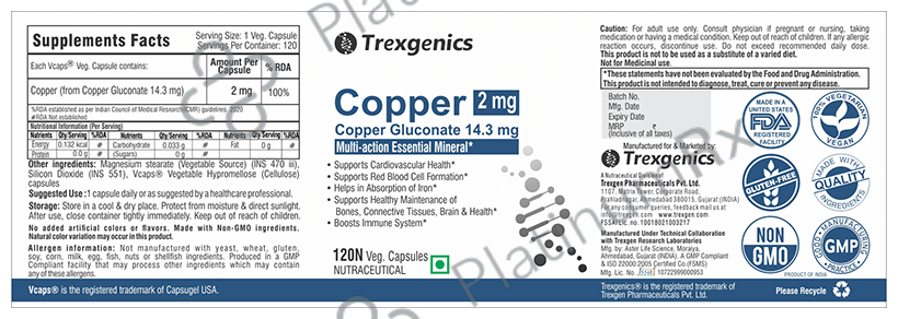 Trexgenics Copper 2mg Veg Capsule