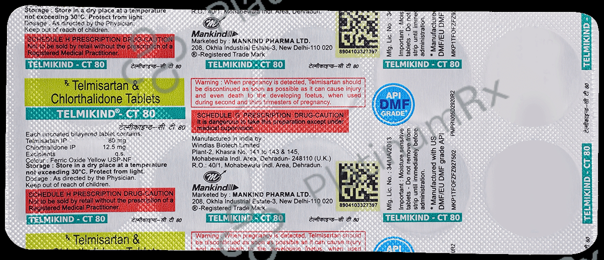 Telmikind CT 80/12.5mg Tablet 10s