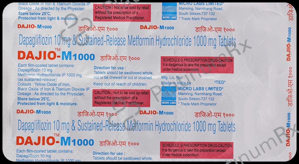 Dajio M 10mg/1000mg Tablet