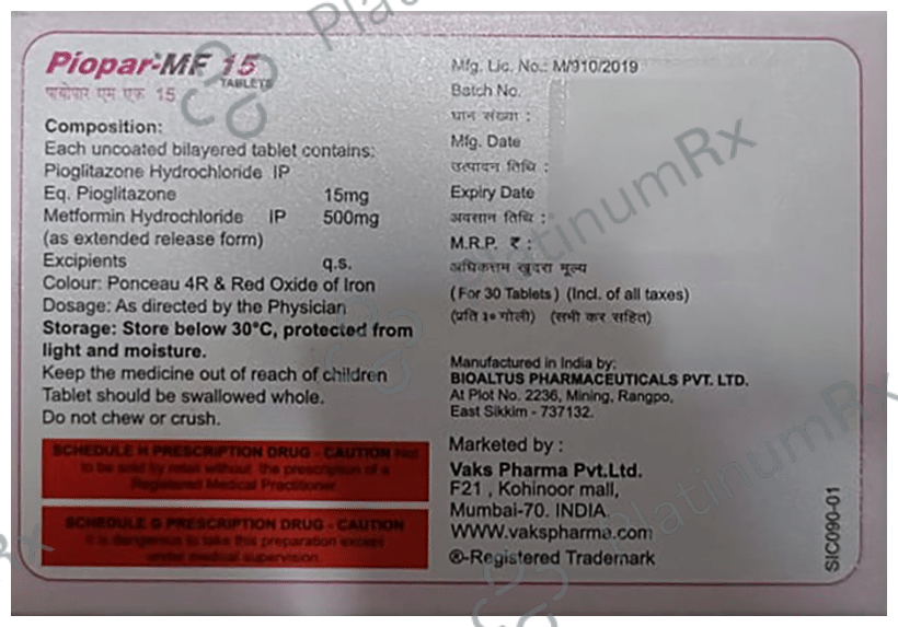 Piopar-MF 15 Tablet ER 10 Tablet ER