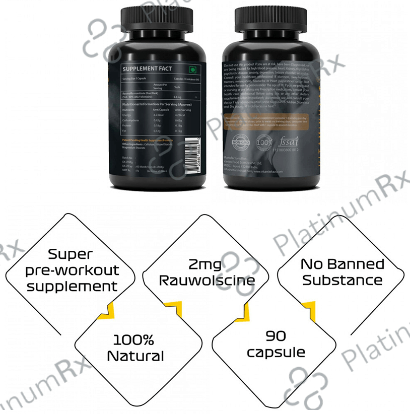 Vitaminhaat Rauwolscine Alfa Yohimbine HCL 2.0mg Capsule